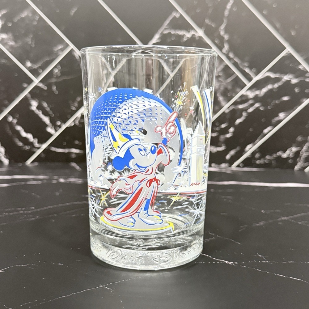 Disney World 25th Anniversary Mickey Glass Epcot Remember The Magic Cup‎